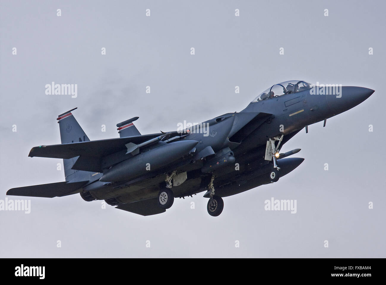 F-15 Eagle, 494 FS, 48. FW USAFE landet auf dem RAF Lakenheath Stockfoto