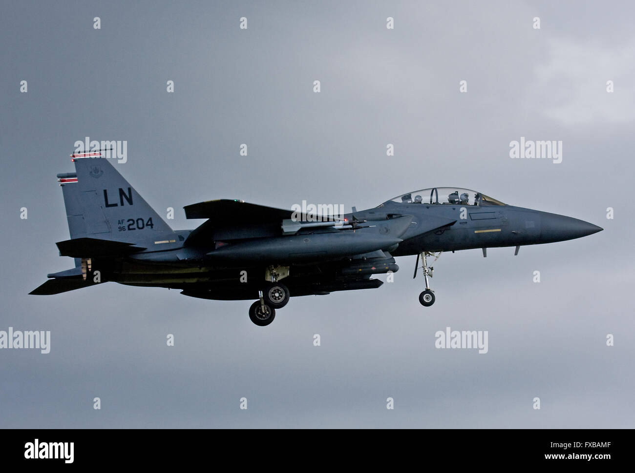 F-15 Eagle, 494 FS, 48. FW USAFE landet auf dem RAF Lakenheath Stockfoto