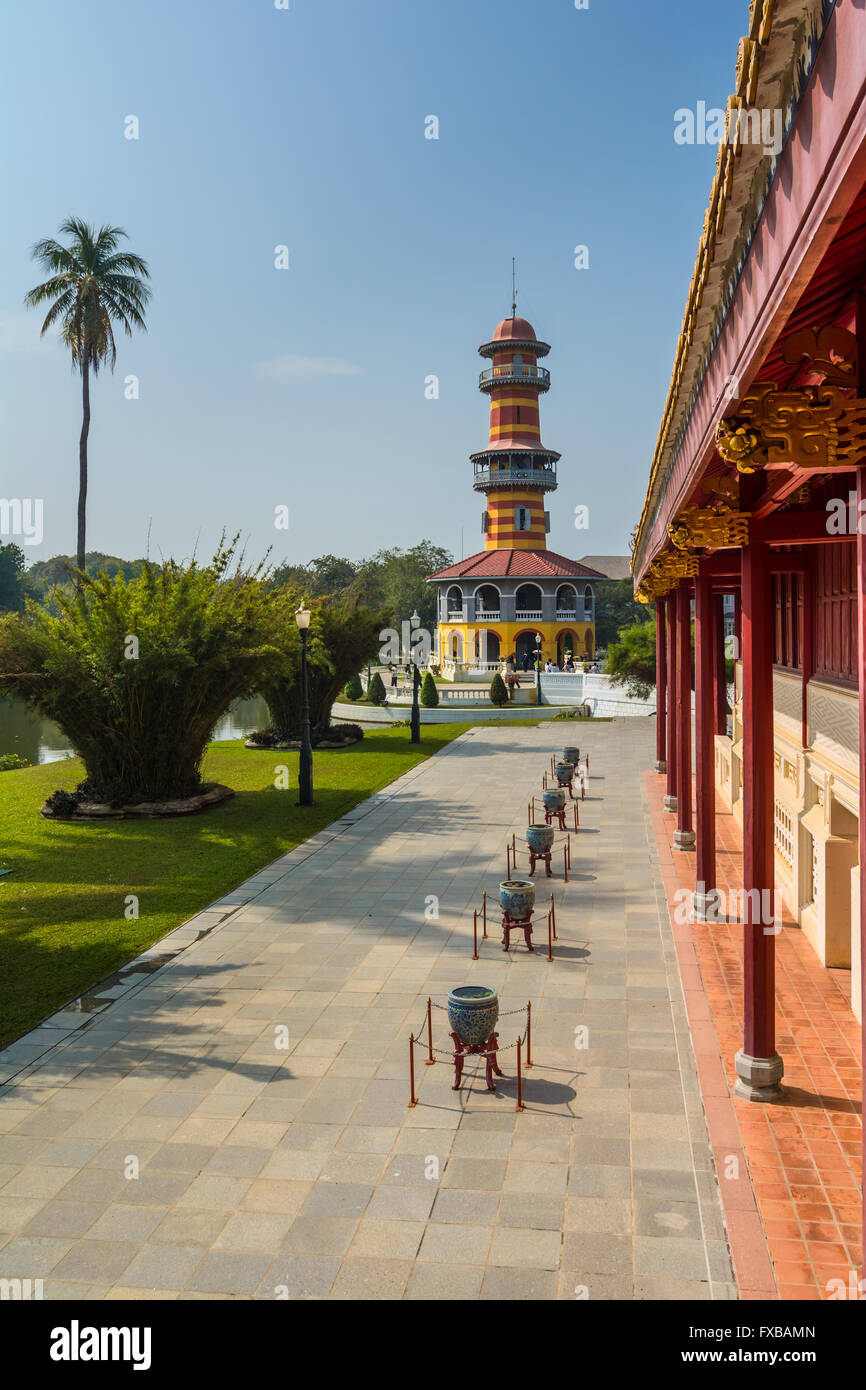 Observator Turm in den königlichen Garten, Bang Pa-in, Thailand Stockfoto