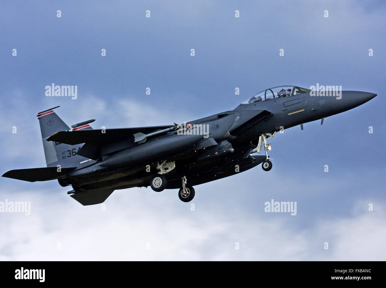 F-15 Eagle, 494 FS, 48. FW USAFE landet auf dem RAF Lakenheath Stockfoto