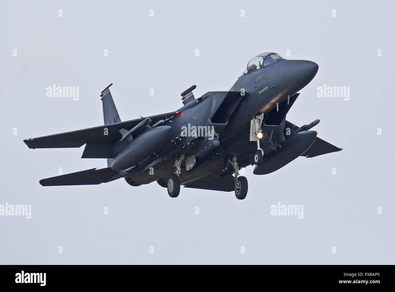 F-15 Eagle, 494 FS, 48. FW USAFE landet auf dem RAF Lakenheath Stockfoto