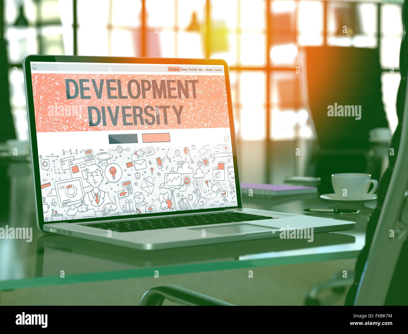 Entwicklung-Diversity-Konzept auf Laptop-Bildschirm. Stockfoto