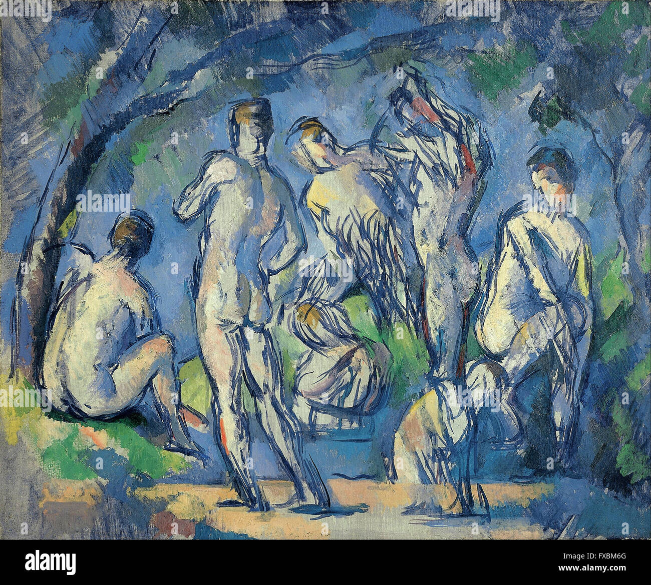 Paul Cézanne - sieben Badegäste- Stockfoto