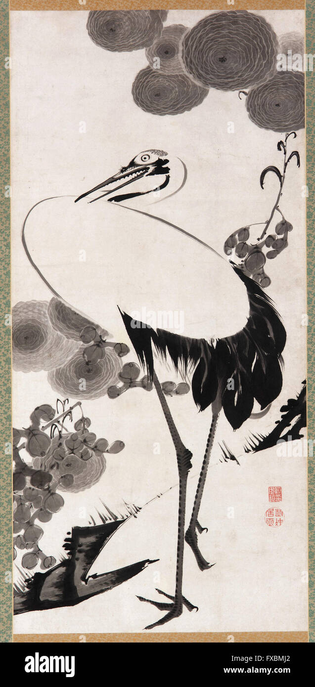 Jakuchu - Krane (1) - Freer Gallery of Art Stockfoto