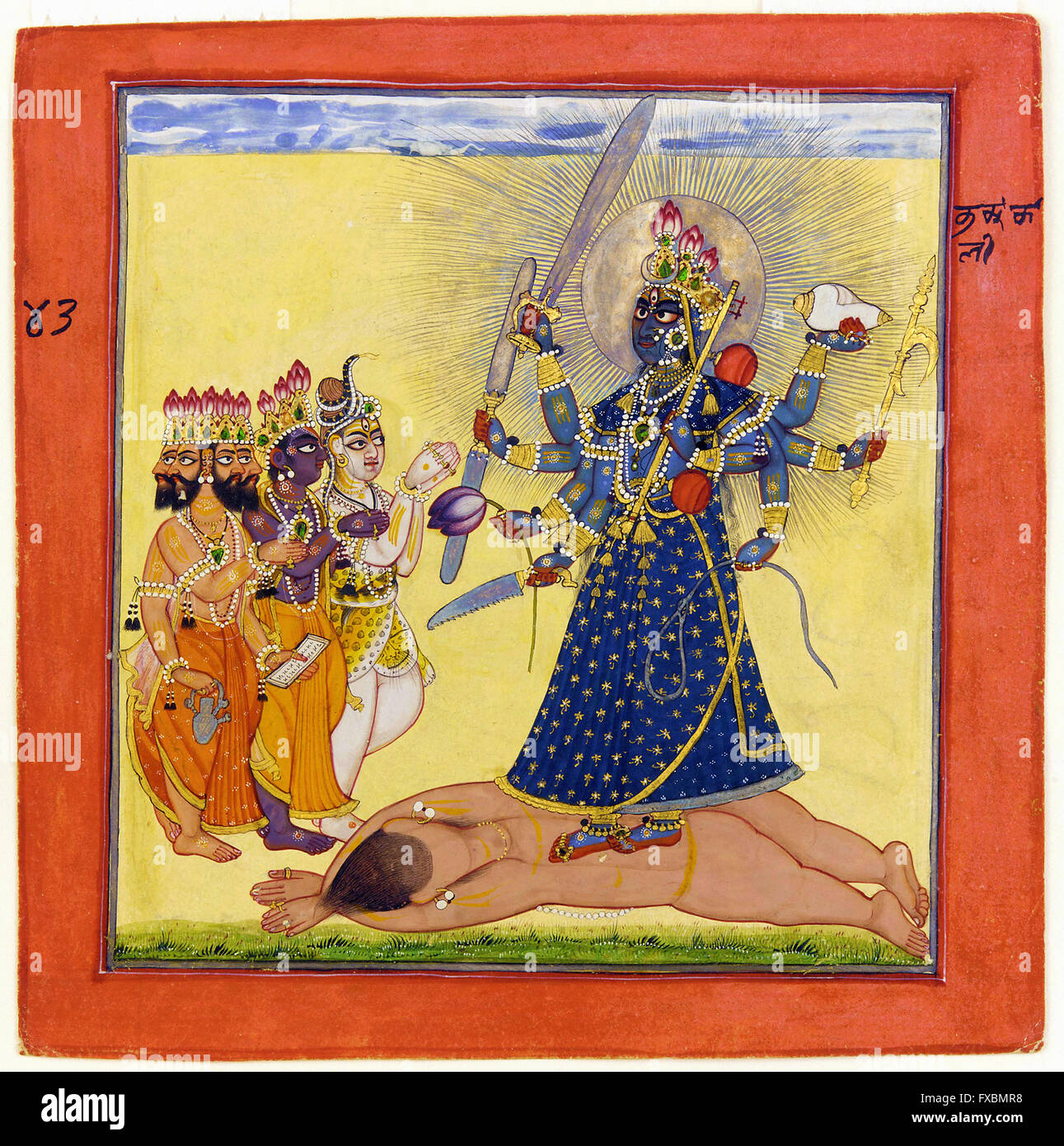 Göttin Bhadrakali verehrt, von den Göttern aus einer tantrischen Devi-Serie - Freer Gallery of Art Stockfoto