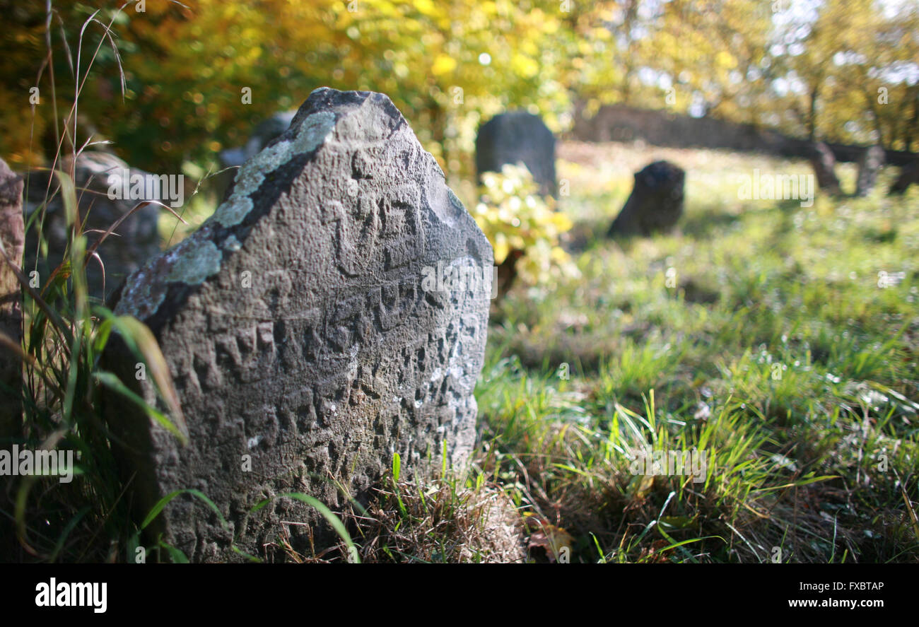 Alter jüdischer Friedhof Liten in Tschechien Stockfoto