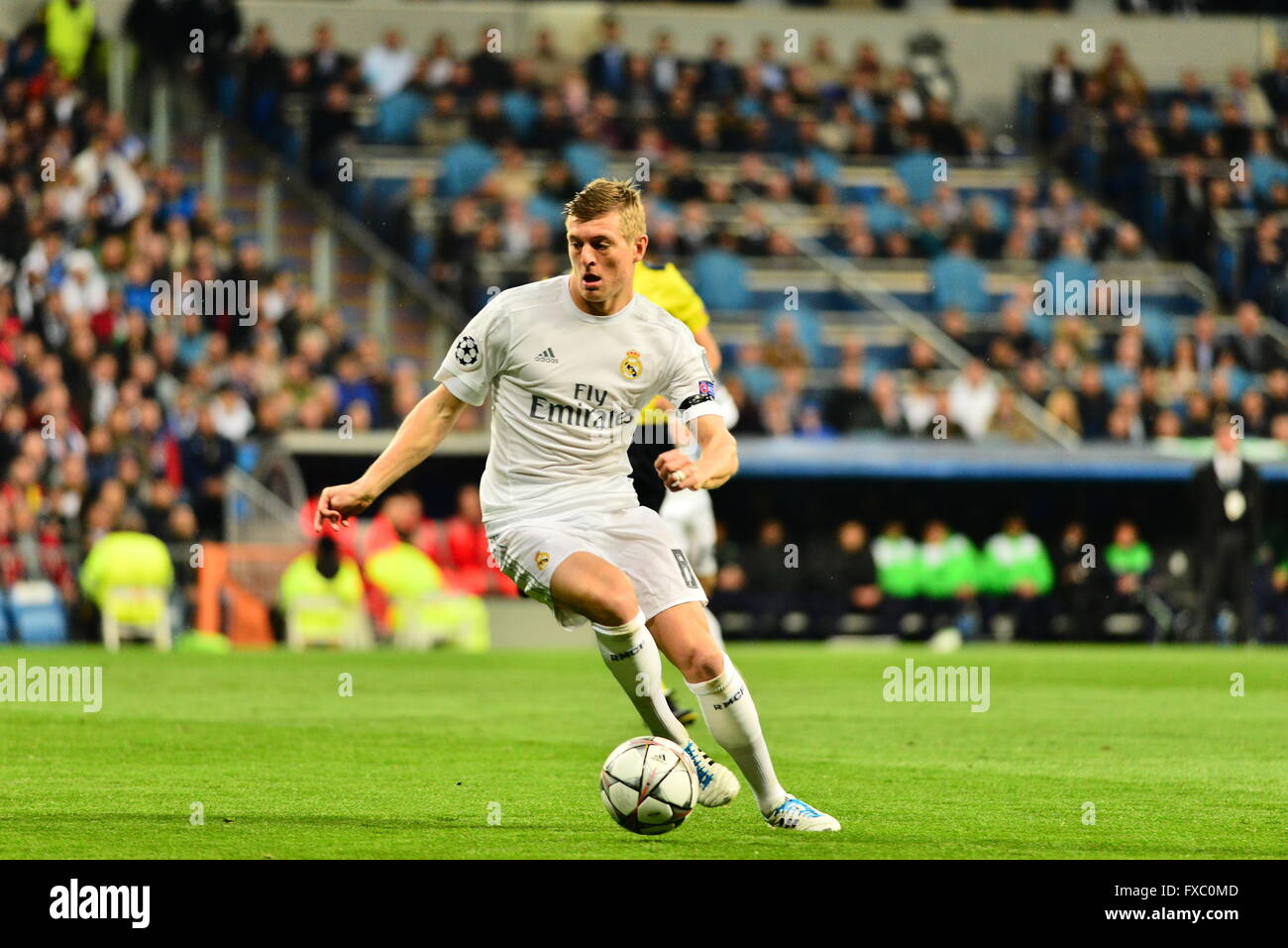 Madrid, Spanien. April 12., 2016. Real Madrid rückt zu Halbfinale Wolfsburg besiegen mit einem aggregierten Ergebnis 3-2 Stockfoto Madrid, Spanien. April 12., 2016. Real Madrid rückt zu Halbfinale Wolfsburg besiegen mit einem aggregierten Ergebnis 3-2 Stockfoto