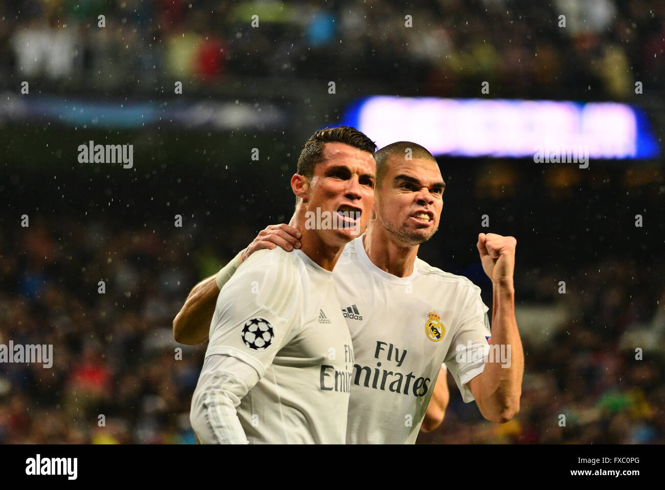 Madrid, Spanien. April 12., 2016. Real Madrid rückt zu Halbfinale Wolfsburg besiegen mit einem aggregierten Ergebnis 3-2 Stockfoto Madrid, Spanien. April 12., 2016. Real Madrid rückt zu Halbfinale Wolfsburg besiegen mit einem aggregierten Ergebnis 3-2 Stockfoto