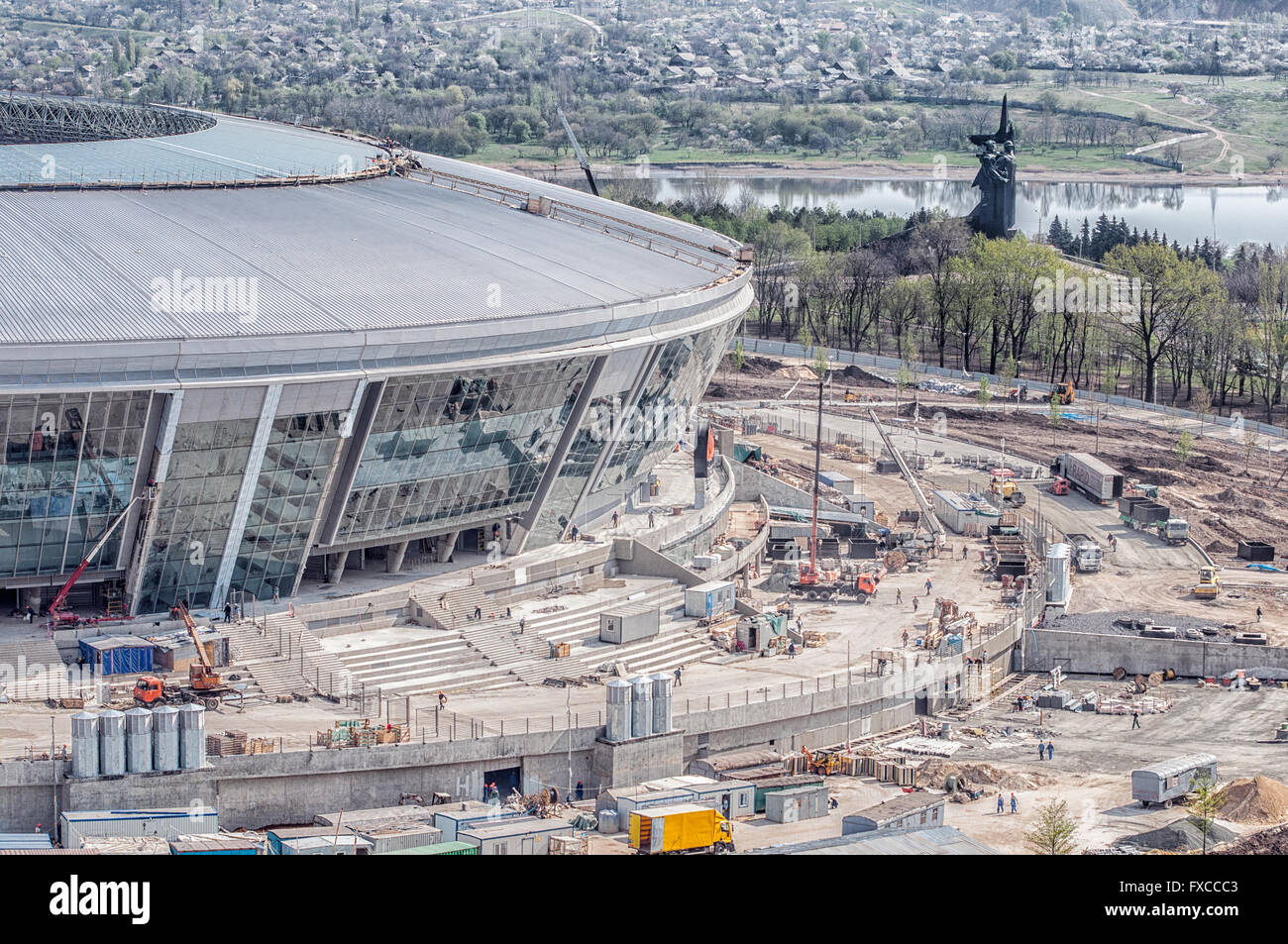 Bau des Fußball-Arena in Donezk. Stockfoto