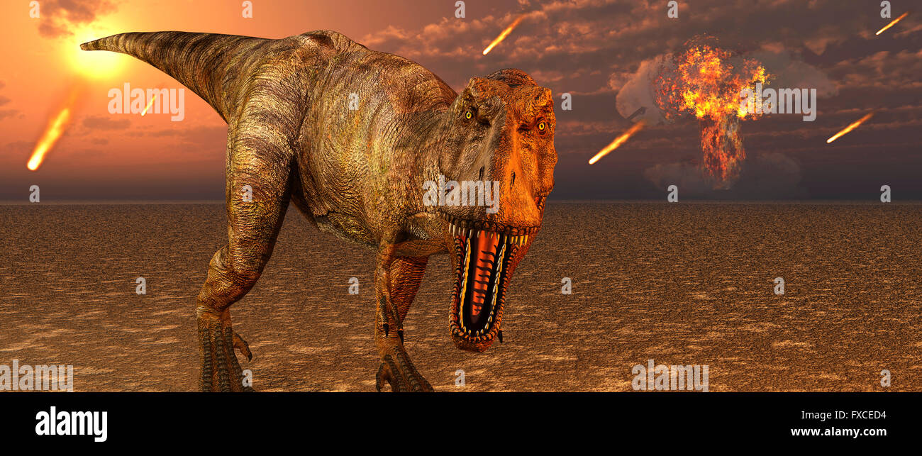 Das Ende der Dinosaurier. Stockfoto