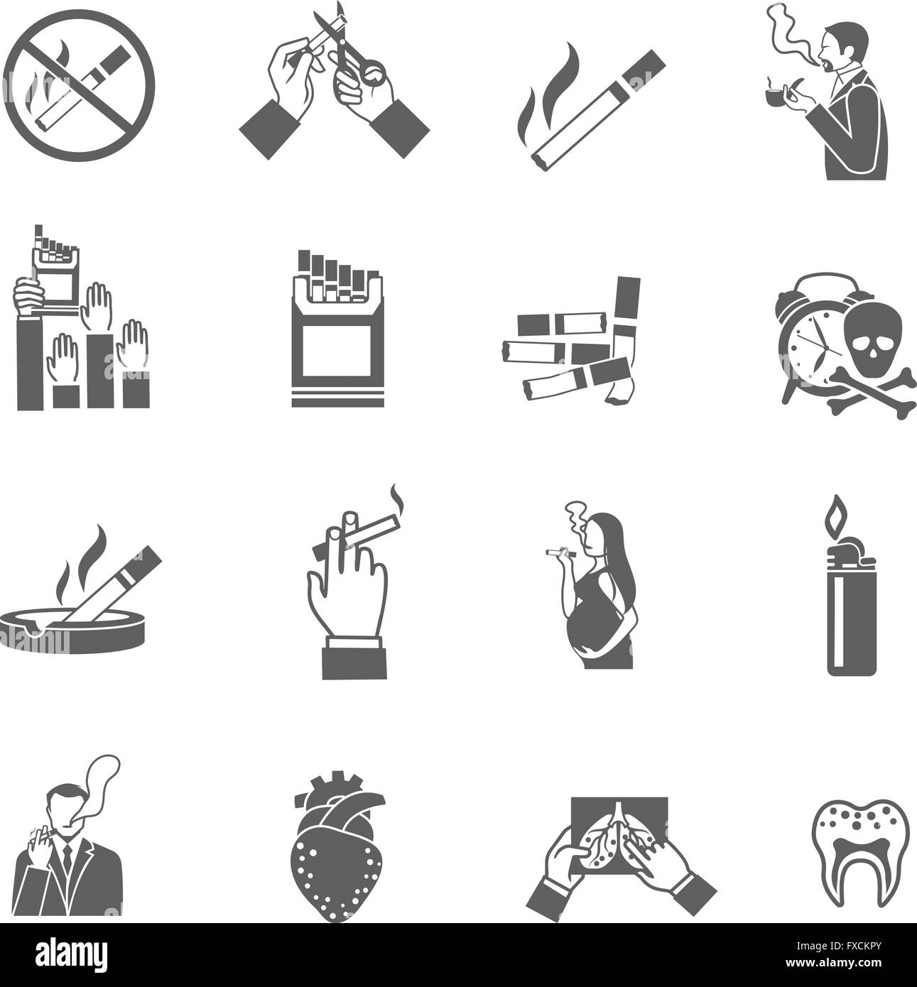 Rauchen Icons Set Stock Vektor