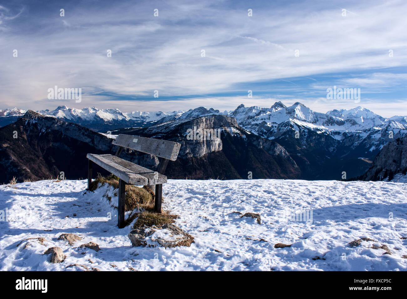 Blick auf Mont Blanc von Rhône-Alpes, Frankreich Stockfoto