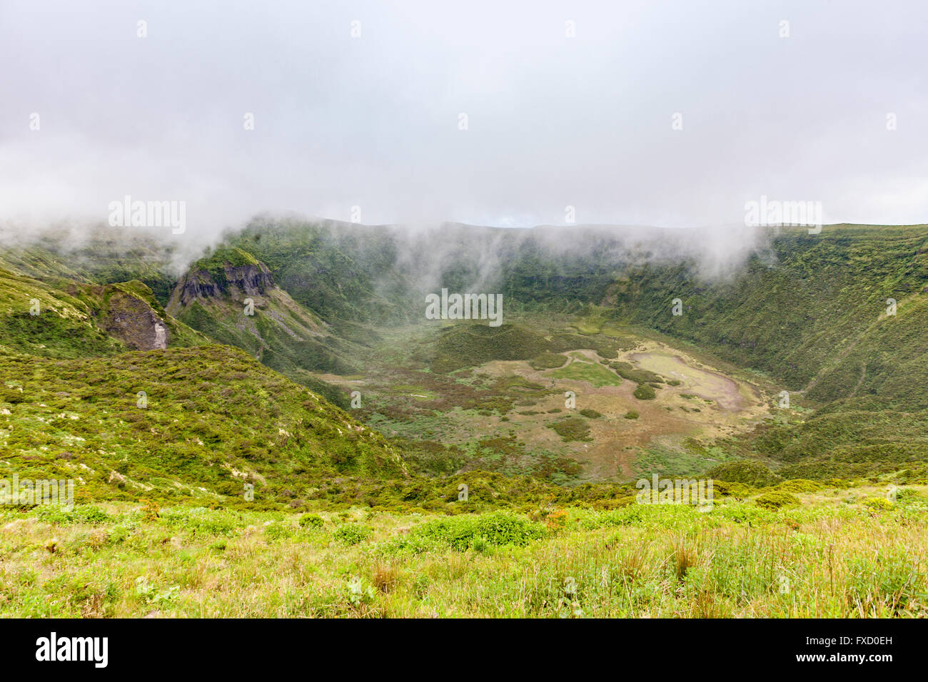 Faial Caldera, Blick von Cabeco Gordo Vulkan ridge Stockfoto