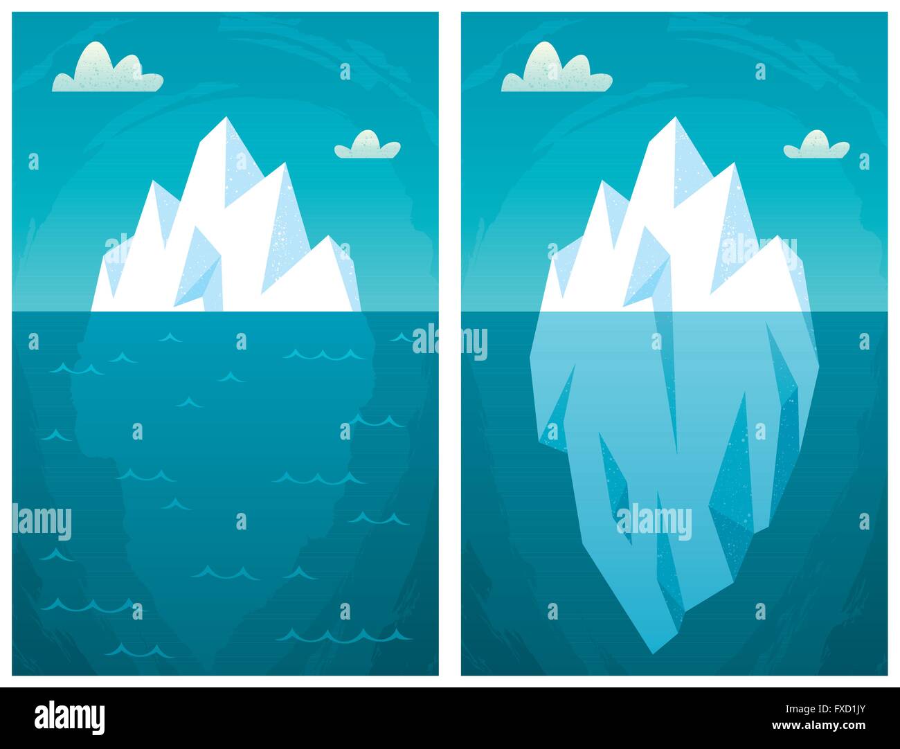 Cartoon-Eisberg in 2 Versionen. Stock Vektor