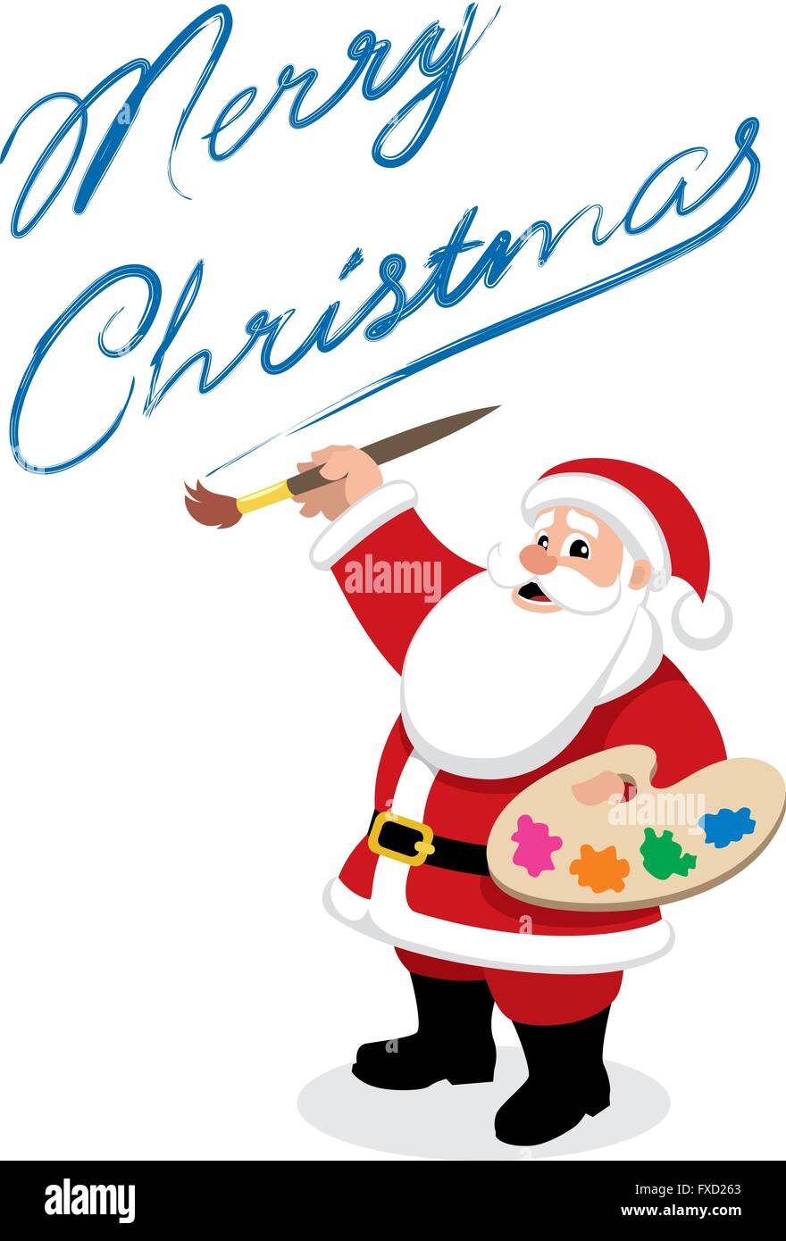 Santa zeichnen oder malen. Sie können den Text durch eigene ersetzen. Stock Vektor