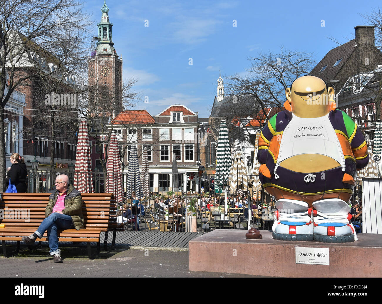 Grote Markt (Marktplatz) in den Haag (Café-Terrassen) Stockfoto