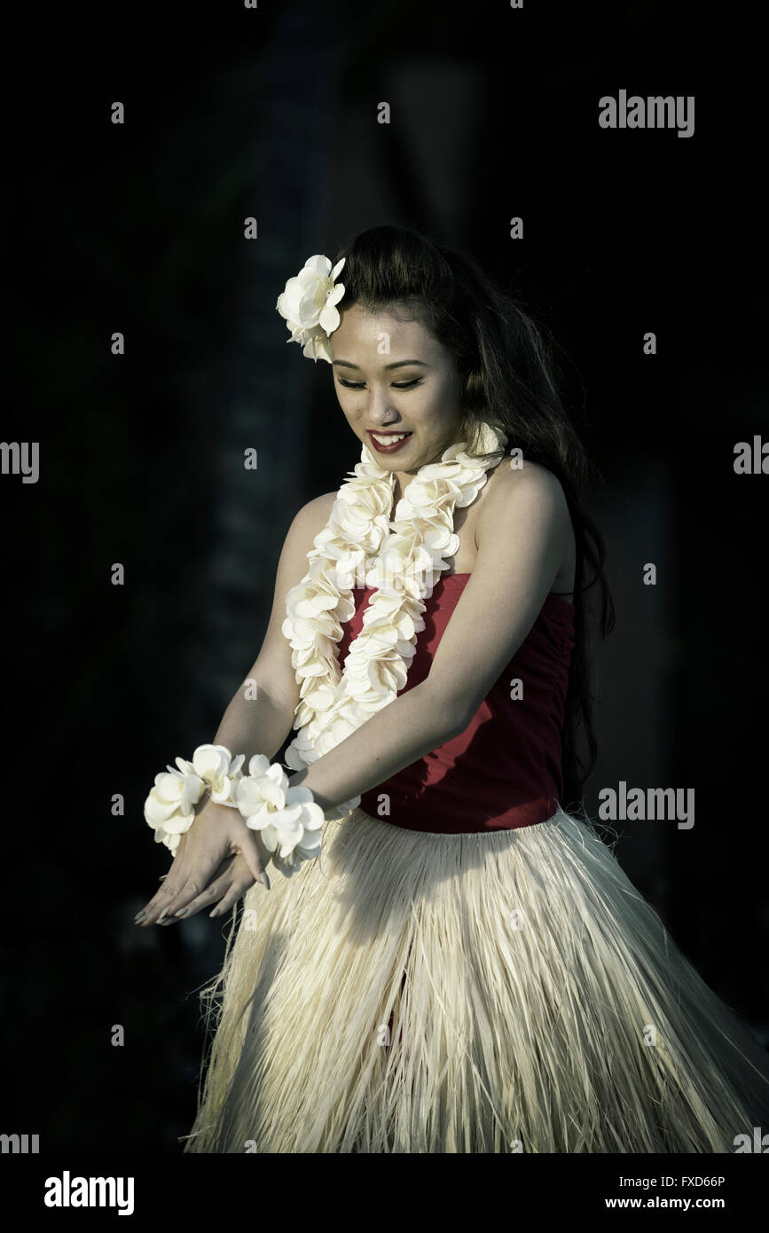 USA, Hawaii, Oahu, Honolulu, Waikiki, Hula girl Stockfoto