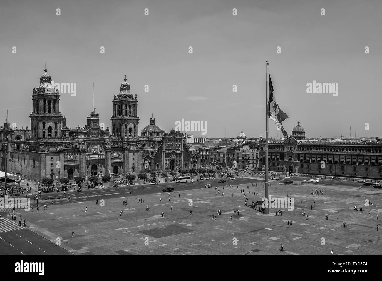 Plaza De La Constitución (Zócalo und Dom) in Mexiko-Stadt Stockfoto