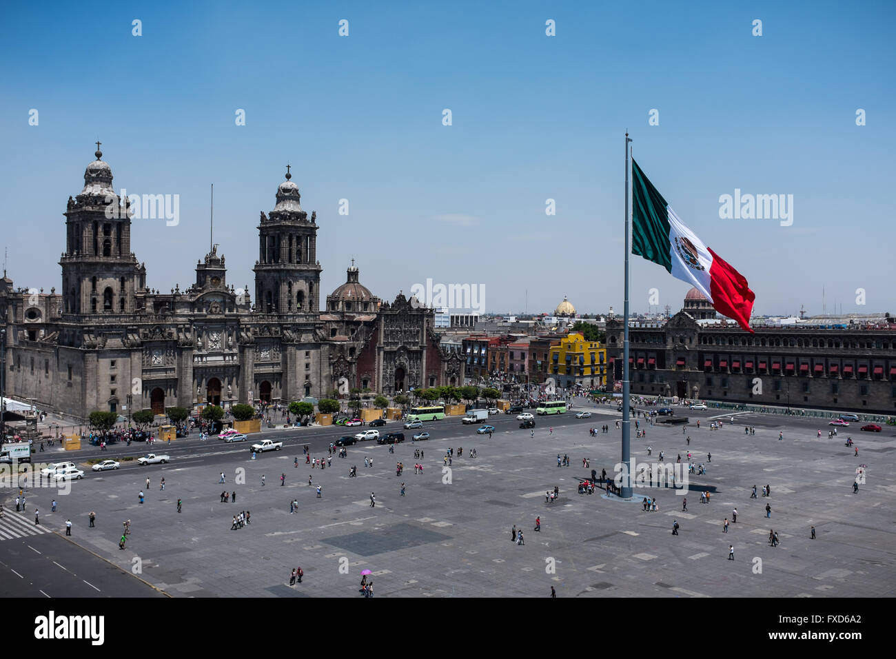 Plaza De La Constitución (Zócalo und Dom) in Mexiko-Stadt Stockfoto