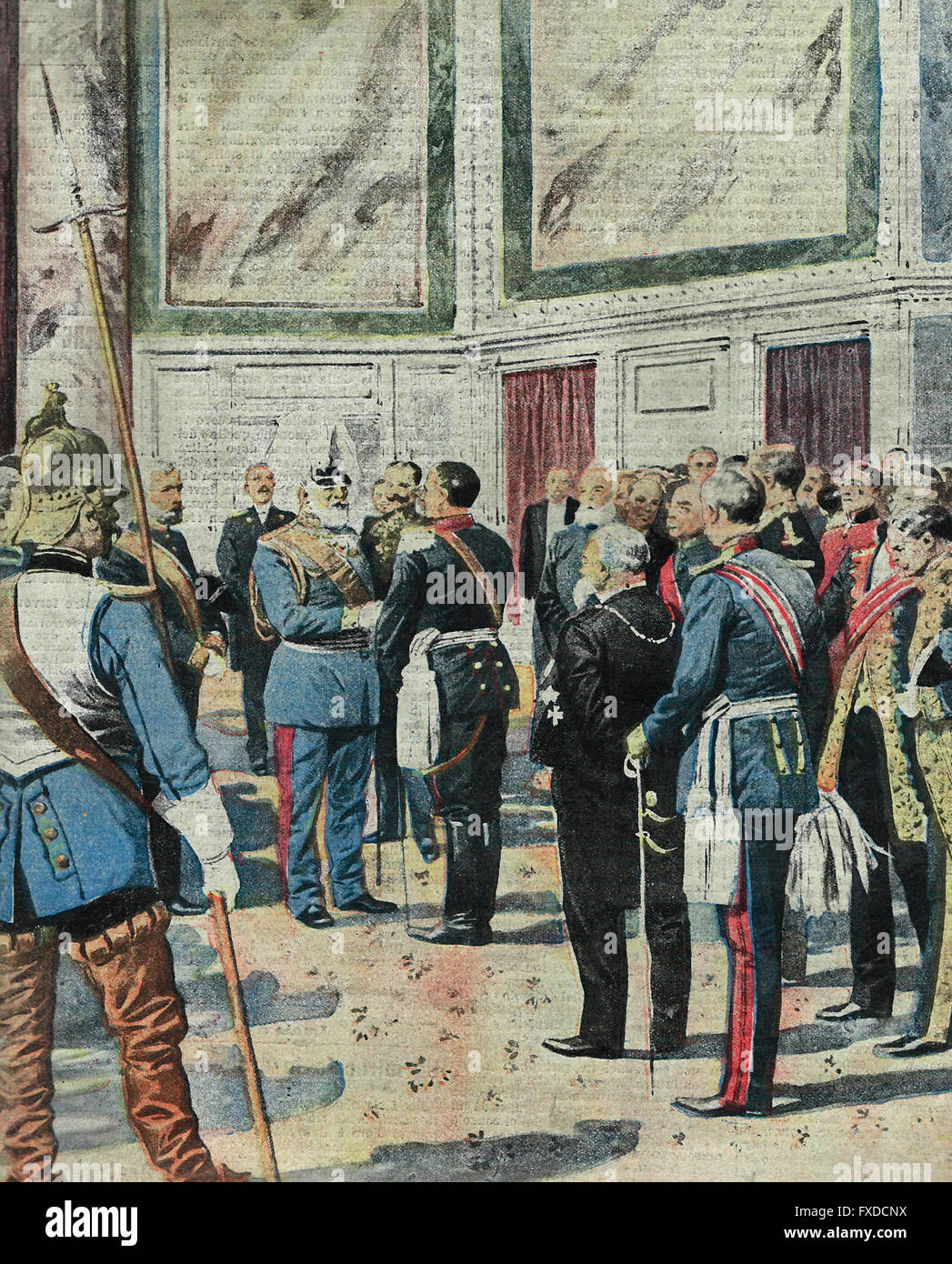 Das Ende der Regentschaft in Bayern und die Übernahme auf den Thron des Königs Louis III: die neue Herrscher Monaco erhält die Würdenträger des Staates 1913 Stockfoto