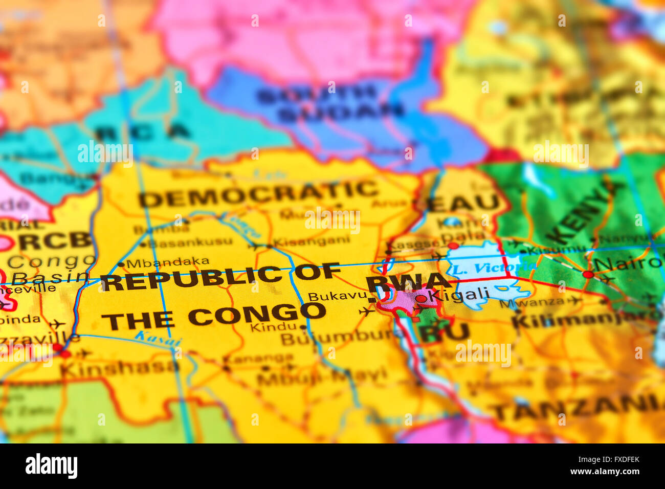 Demokratische Republik Kongo in Afrika auf der Weltkarte Stockfoto