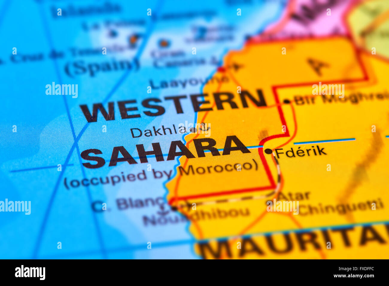 West-Sahara in Afrika auf der Weltkarte Stockfoto