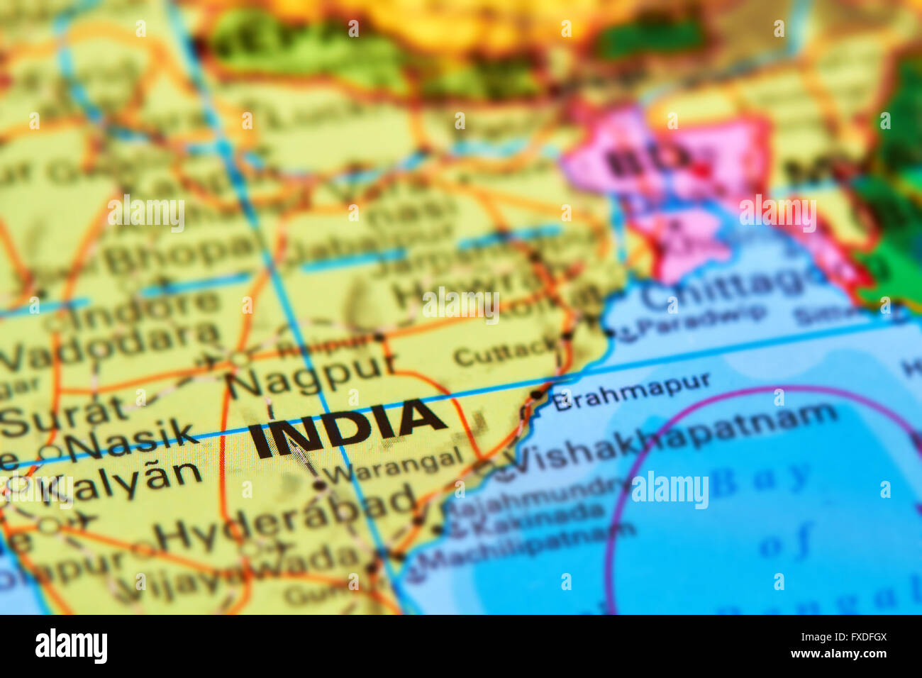 Indien, großen asiatischen Land auf der Weltkarte Stockfoto