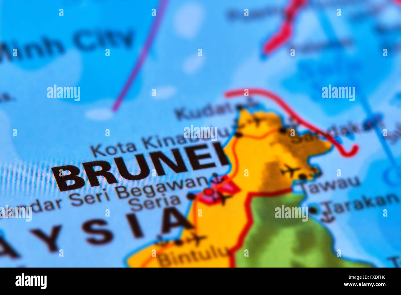 Brunei, asiatisches Land auf der Weltkarte Stockfoto