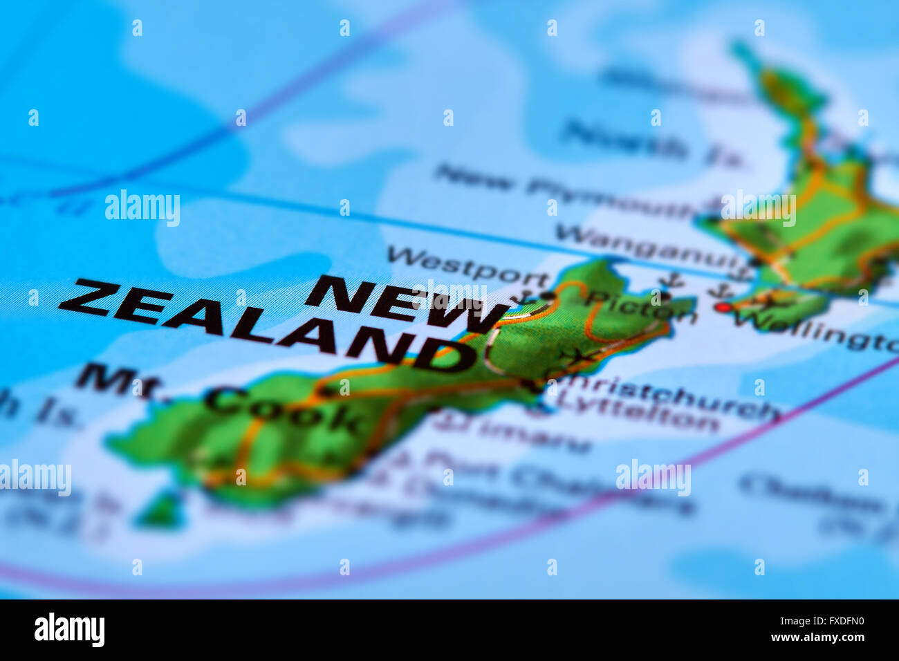 Neuseeland-Land auf der Weltkarte Stockfotografie - Alamy