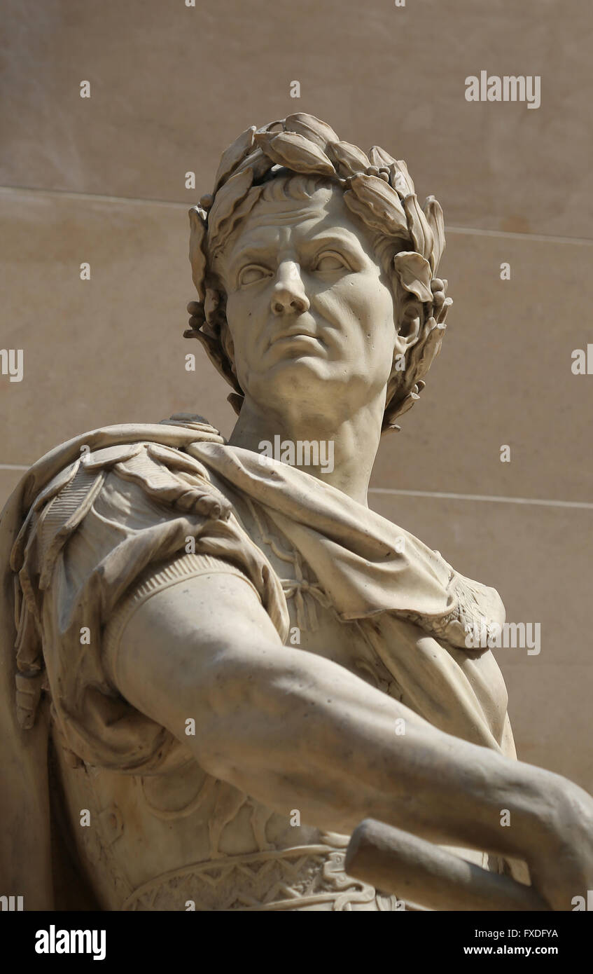 Julius Caesar (100BC-44BC). Römischer Staatsmann. Konsul und Dictador. Skulptur des französischen Künstlers Nicolas Coustou (1658-1733). Louvre Stockfoto