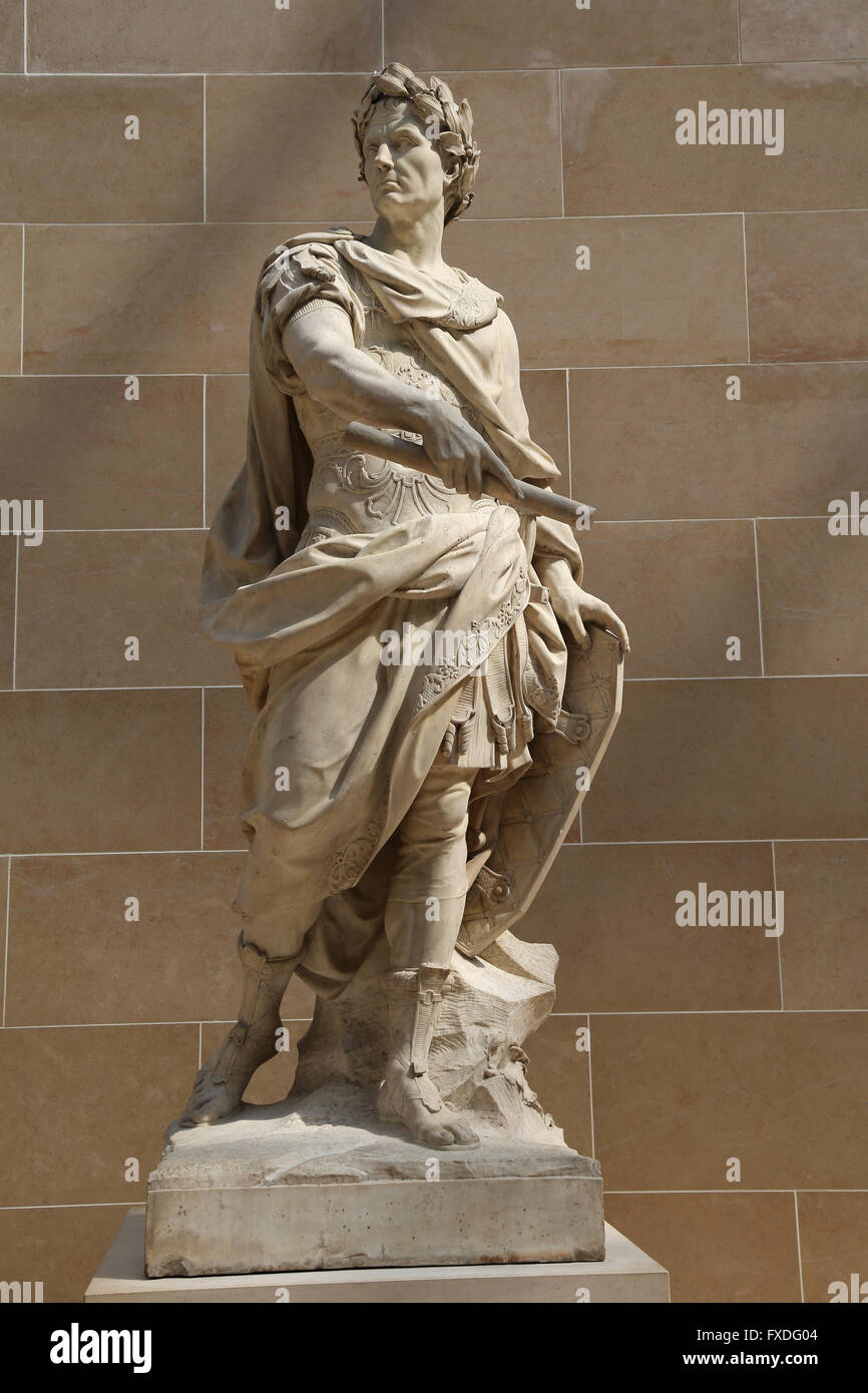 Julius Caesar (100BC-44BC). Römischer Staatsmann. Konsul und Dictador. Skulptur des französischen Künstlers Nicolas Coustou (1658-1733). Louvre Stockfoto