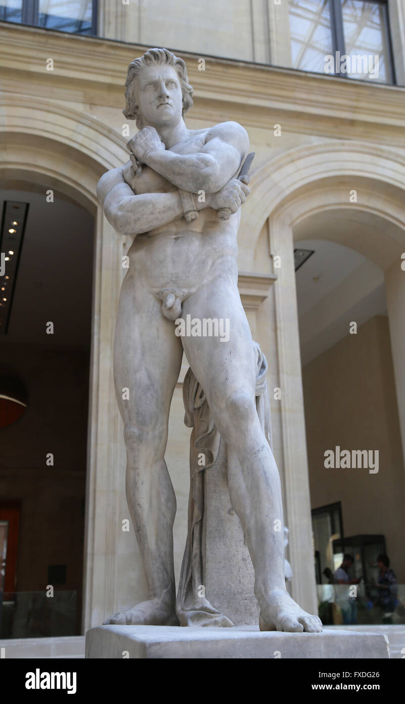 Spartacus (111-71 v. Chr.). Thrakische Gladiator. Entflohenen Sklaven Führer im dritten Servile Ohr. Statue von Denis Foyatier, 1830 Stockfoto