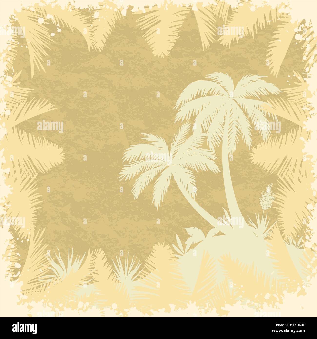 Tropische Palmen und verlässt Silhouetten Stock Vektor