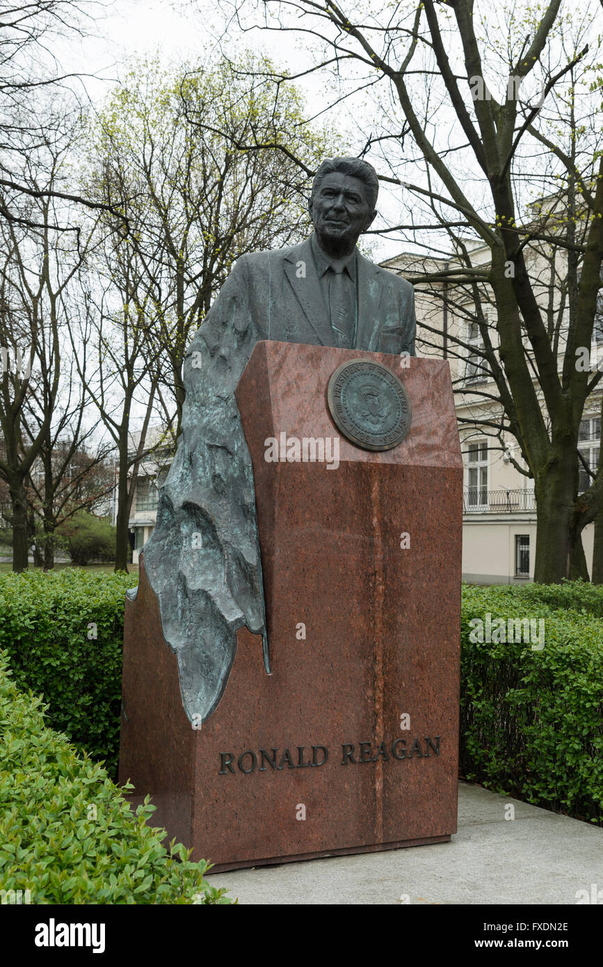 Ronald Reagan Denkmal von Władysław Dudek, Warschau, Polen, Europa Stockfoto