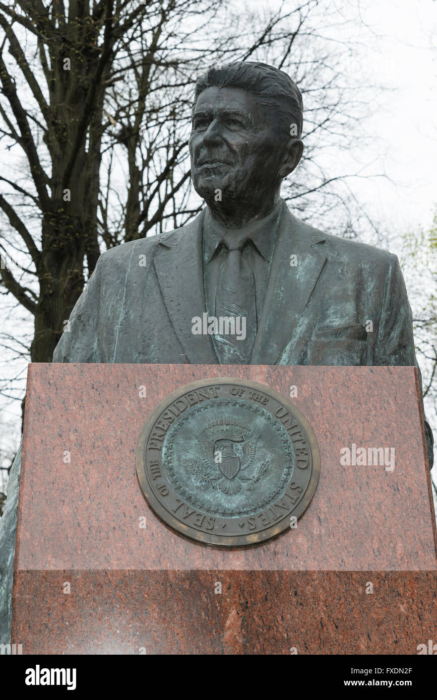 Ronald Reagan Denkmal von Władysław Dudek, Warschau, Polen, Europa Stockfoto