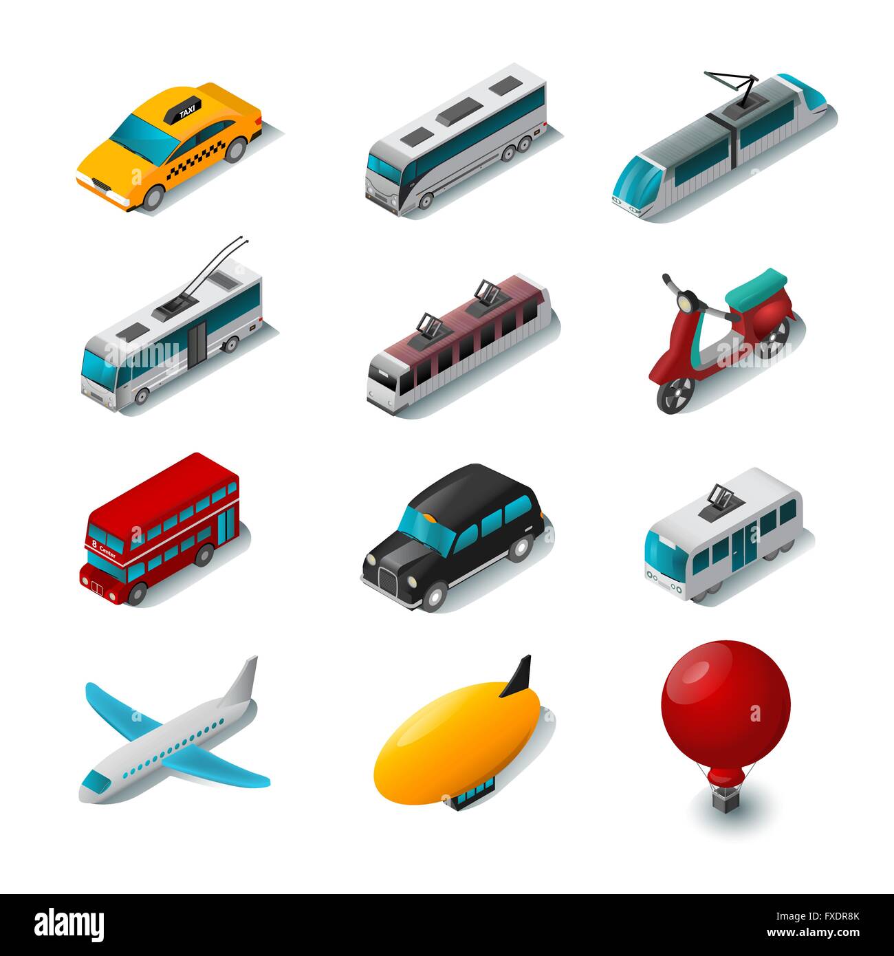 Öffentlichen Verkehrsmitteln Icons Set Stock Vektor