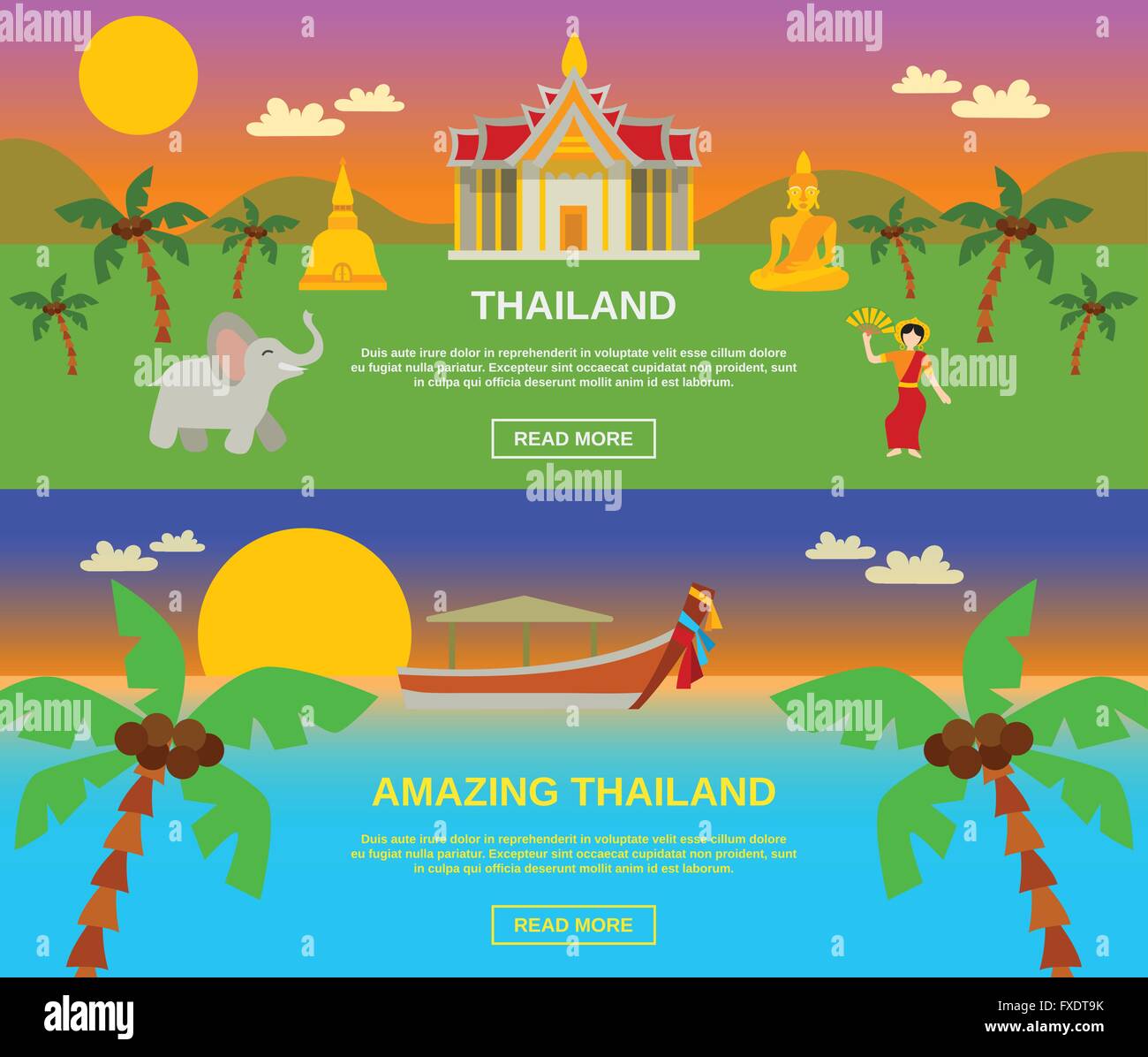 Amazing Thailand-Banner-Set Stock Vektor