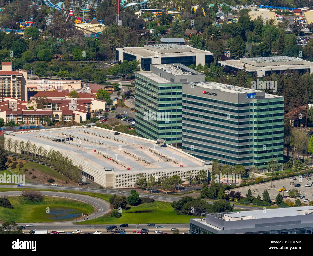 Intel-zentrale, Vishay Americas inc. Broadcom ca Technologies, Sophos, Santa Clara, Silicon Valley, Kalifornien, USA Stockfoto