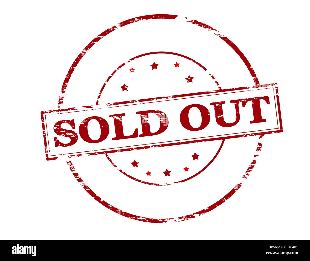 Stempel mit Text verkauft heraus innen, Vektor-Illustration Stockfoto