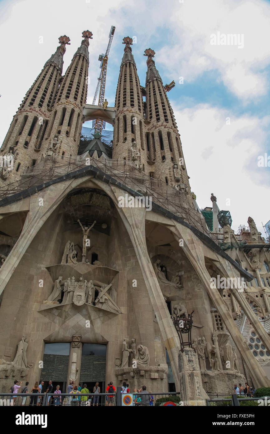Türme der Sagrada Familia Tempel, Gaudi, Barcelona, Katalonien, Spanien Stockfoto
