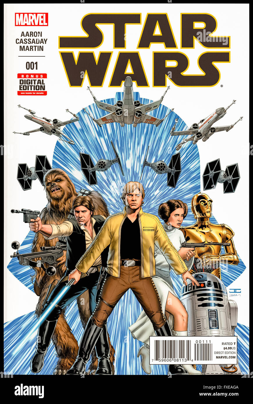 "Star Wars" Heft 1, veröffentlicht Januar 2015 von Marvel Comics; Front Cover-Artwork von John Cassaday. Stockfoto