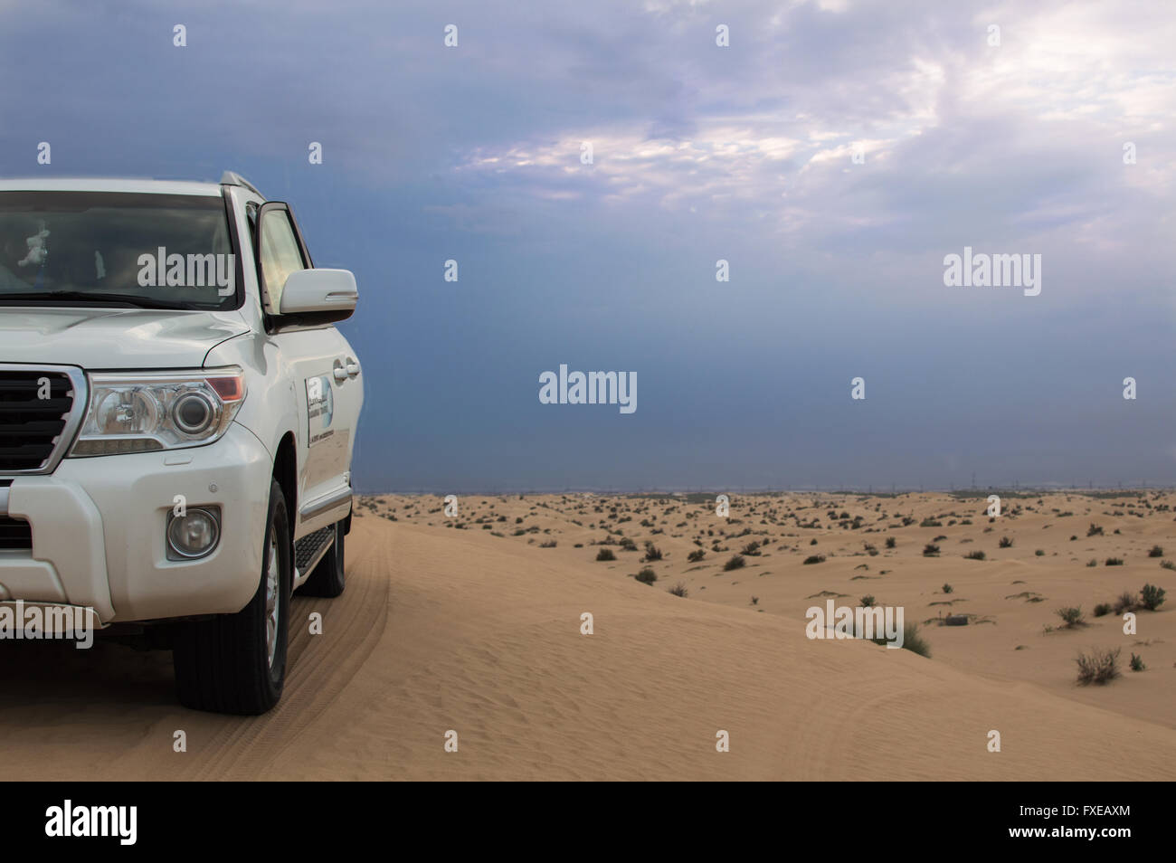 SUV in der Wüste Stockfoto