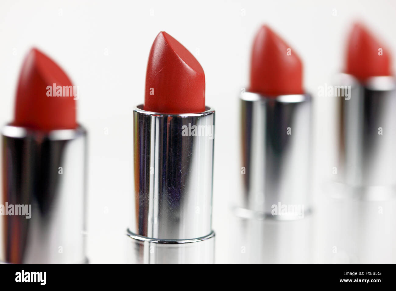 Lippenstifte in Folge Stockfoto