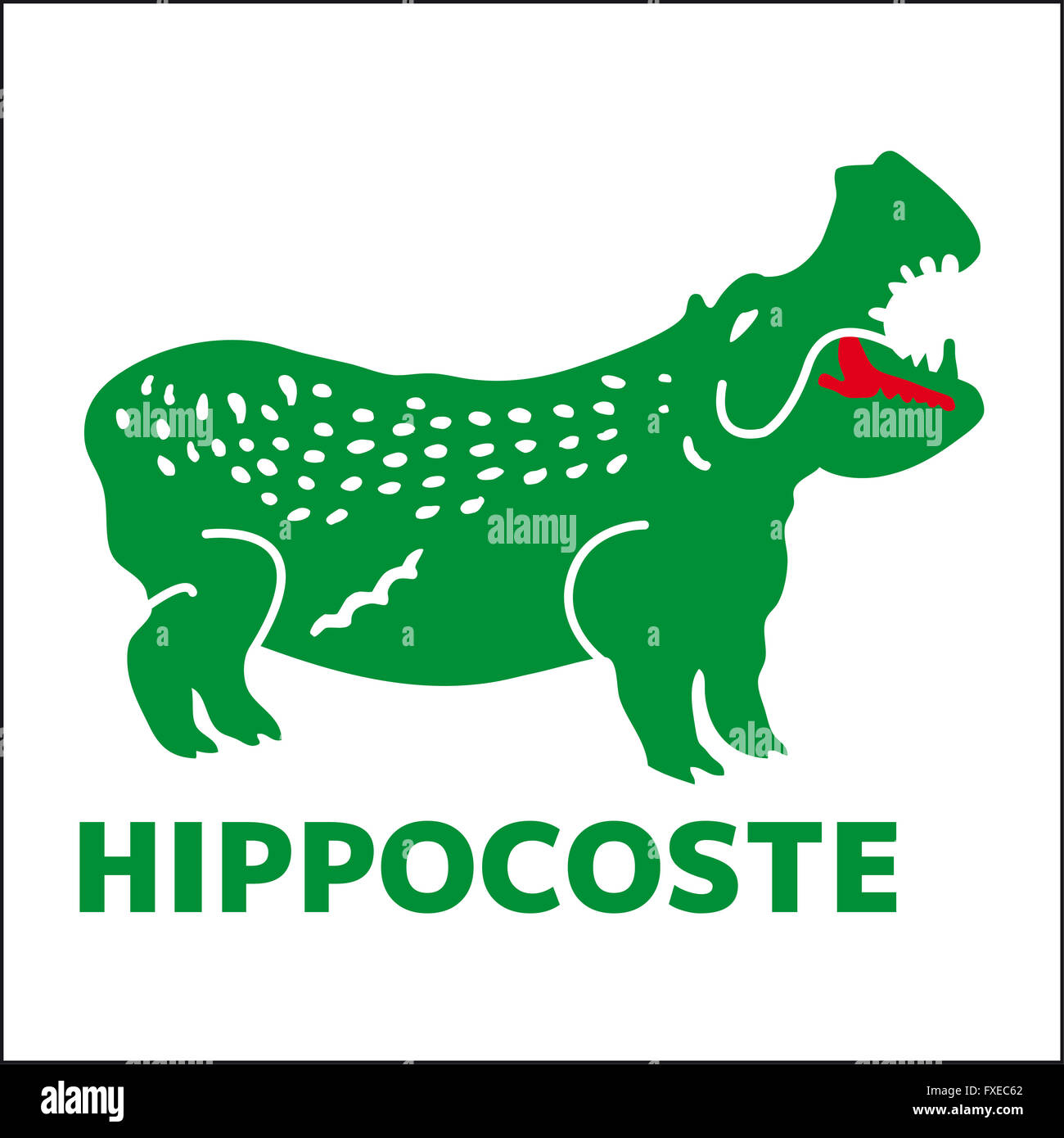 Nilpferd-Logo auf einem weißen Hintergrund isoliert Stockfoto