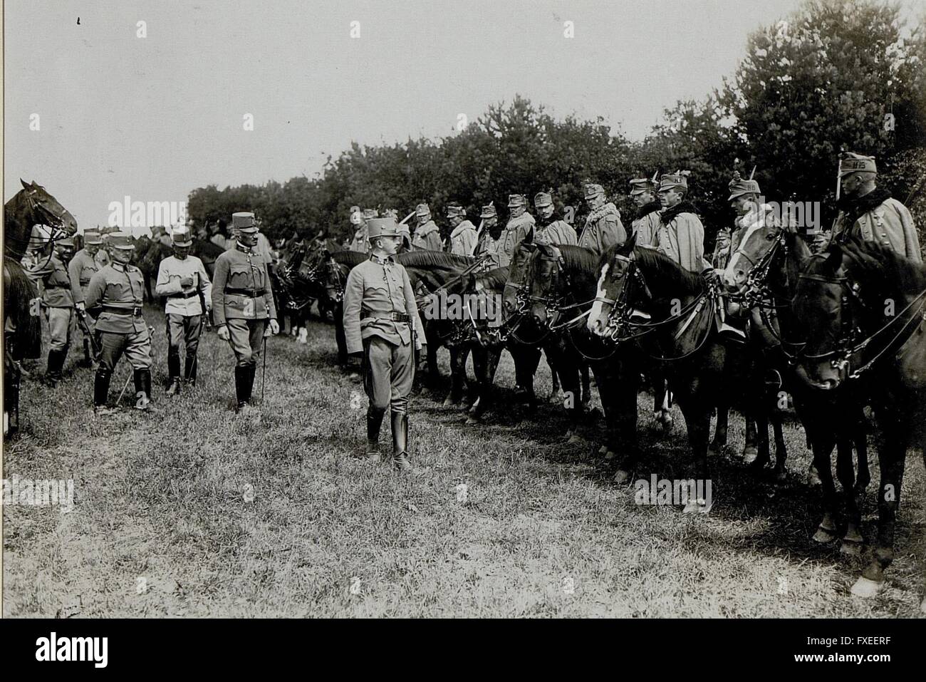 Besichtigung der Divisionskavallerie der 15 Infanteriedivision Durch Erzherzog Karl bin 24.8.1916 Stockfoto