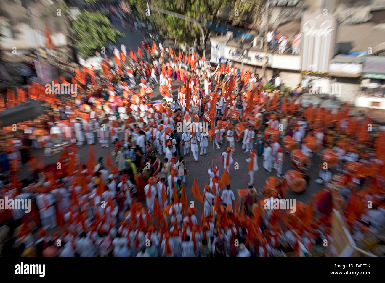 Das Bild der Prozession wurde erschossen in Girgaon Mumbai, Maharashtra, India Stockfoto