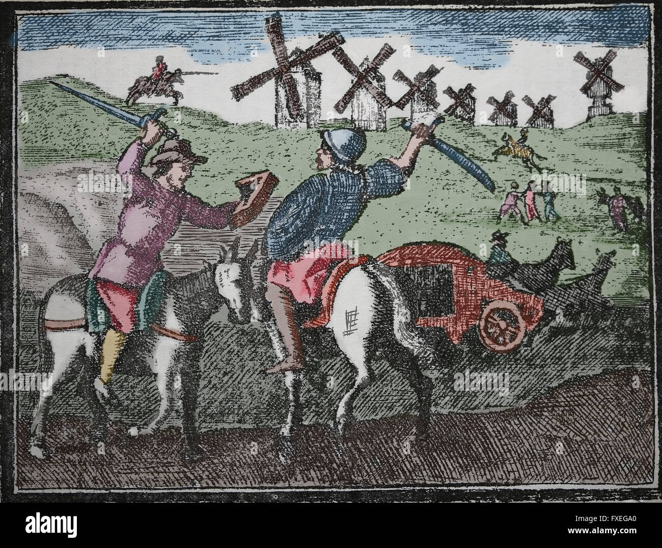 Don Quijote von Miguel de Cervantes (1547-1616). 17. Jahrhundert. Farbe. Stockfoto