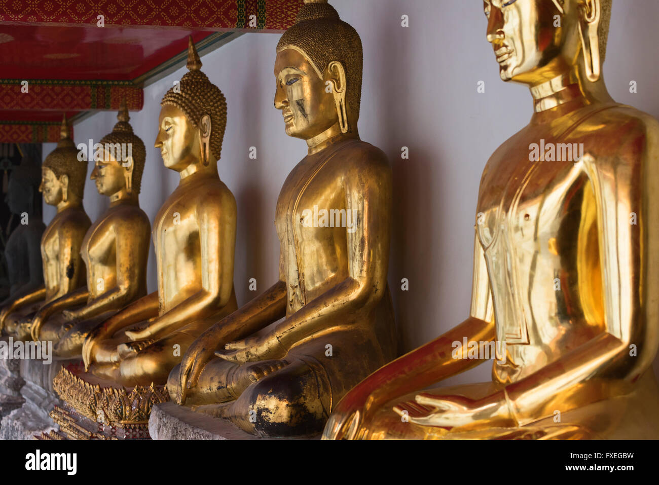 Golden Buddha Wat Pho Bangkok Thailand Stockfoto