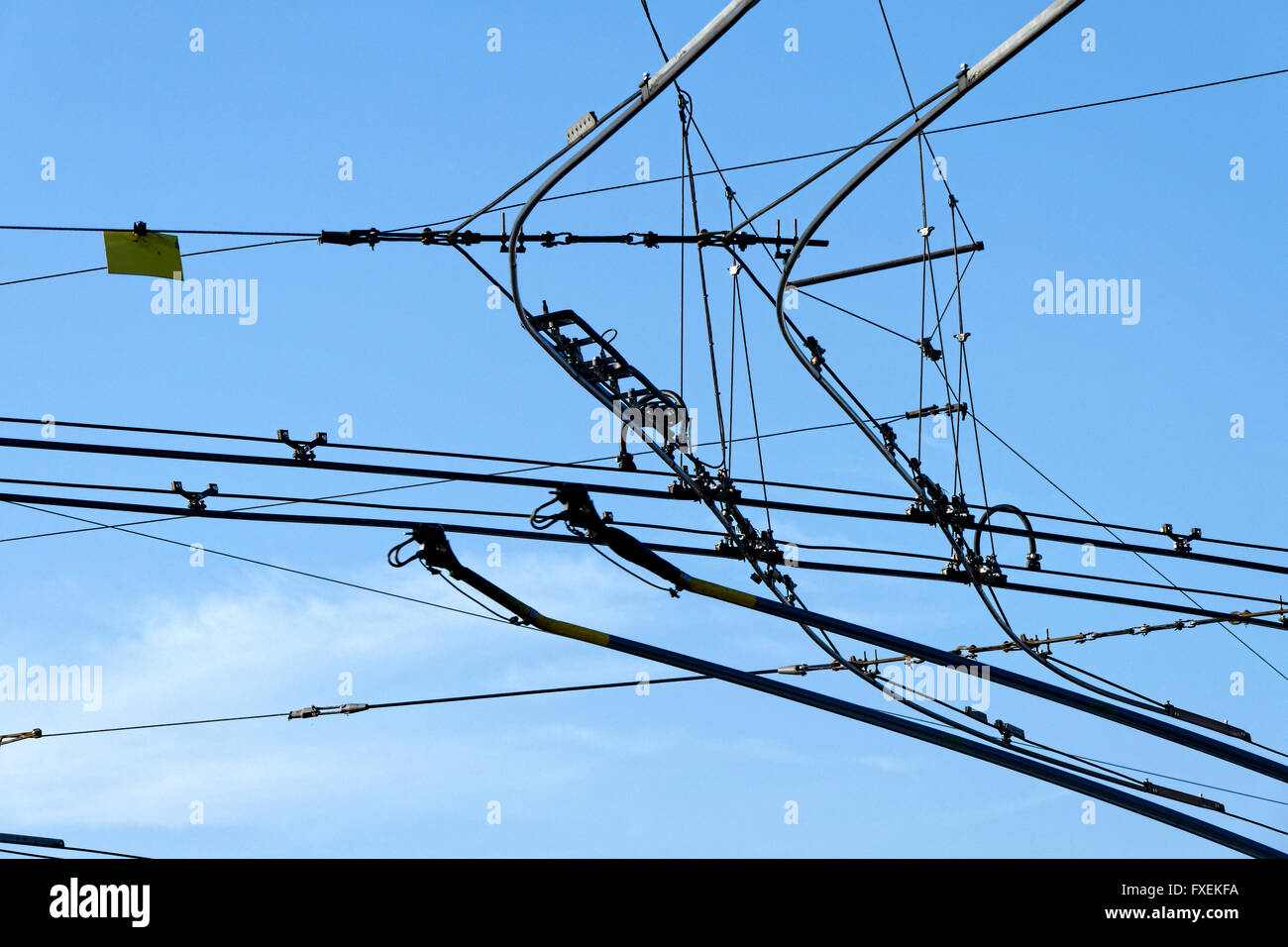 Obenliegende Trolley Bus macht Linien, Salzburg, Österreich, Europa. Stockfoto