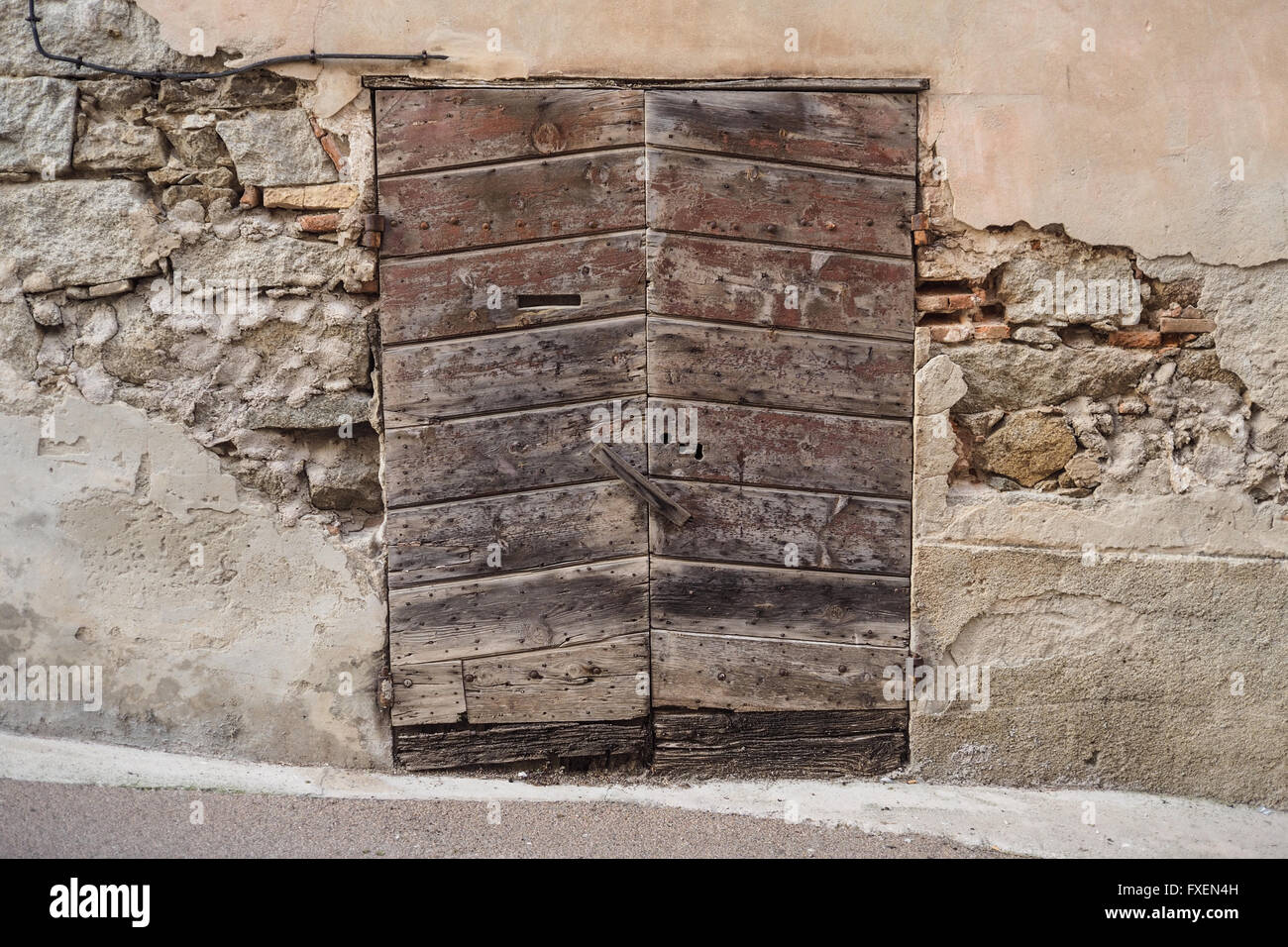 Alte Ruine Holztür Texturmuster Stockfoto